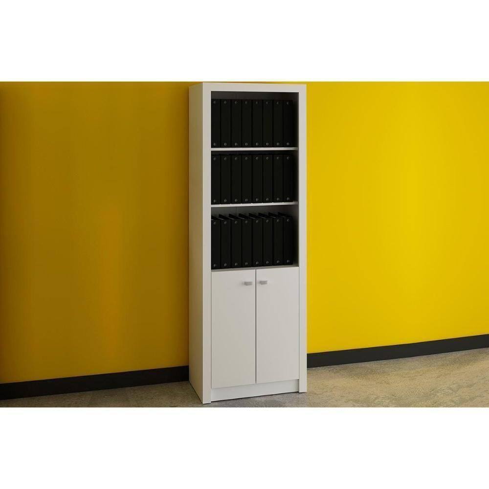 Estante Livreiro Casal Me4110 C/ 2 Portas E 3 Prateleiras Branco - Tecno Mobili