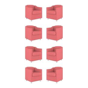 Kit 08 Cadeiras Poltronas Decorativas Sala De Espera Clinica Tecido Cor:rosa