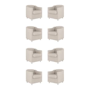 Kit 08 Cadeiras Poltronas Decorativas Sala De Espera Clinica Tecido Cor:bege