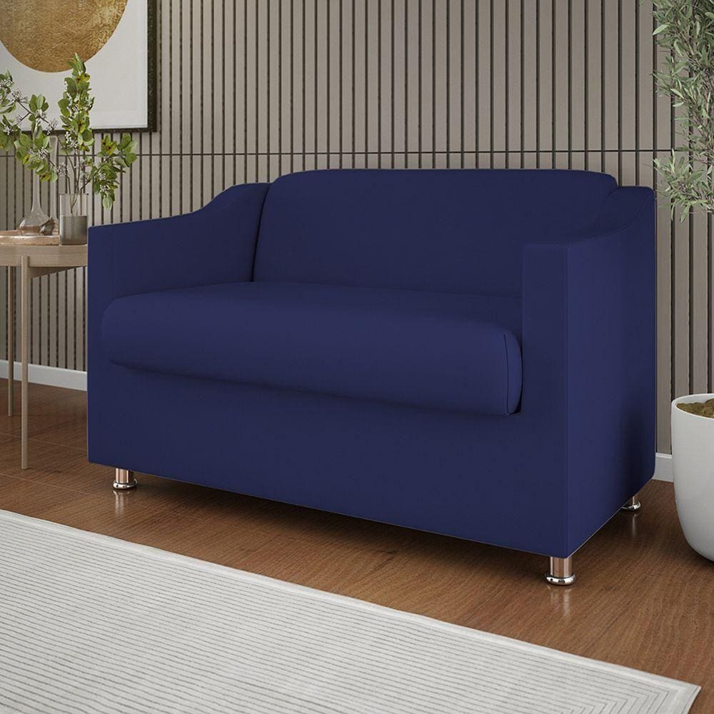 Namoradeira 2 Lugares Sala De Estar Quarto Balaqui Decor azul Marinho
