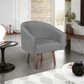 Poltrona Decorativa Luiza Pés Palito Suede Cinza