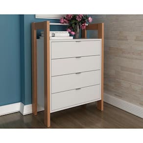 Balcão De Escritório Az1012 C/ 4 Gavetas Amêndoa/branco - Tecno Mobili