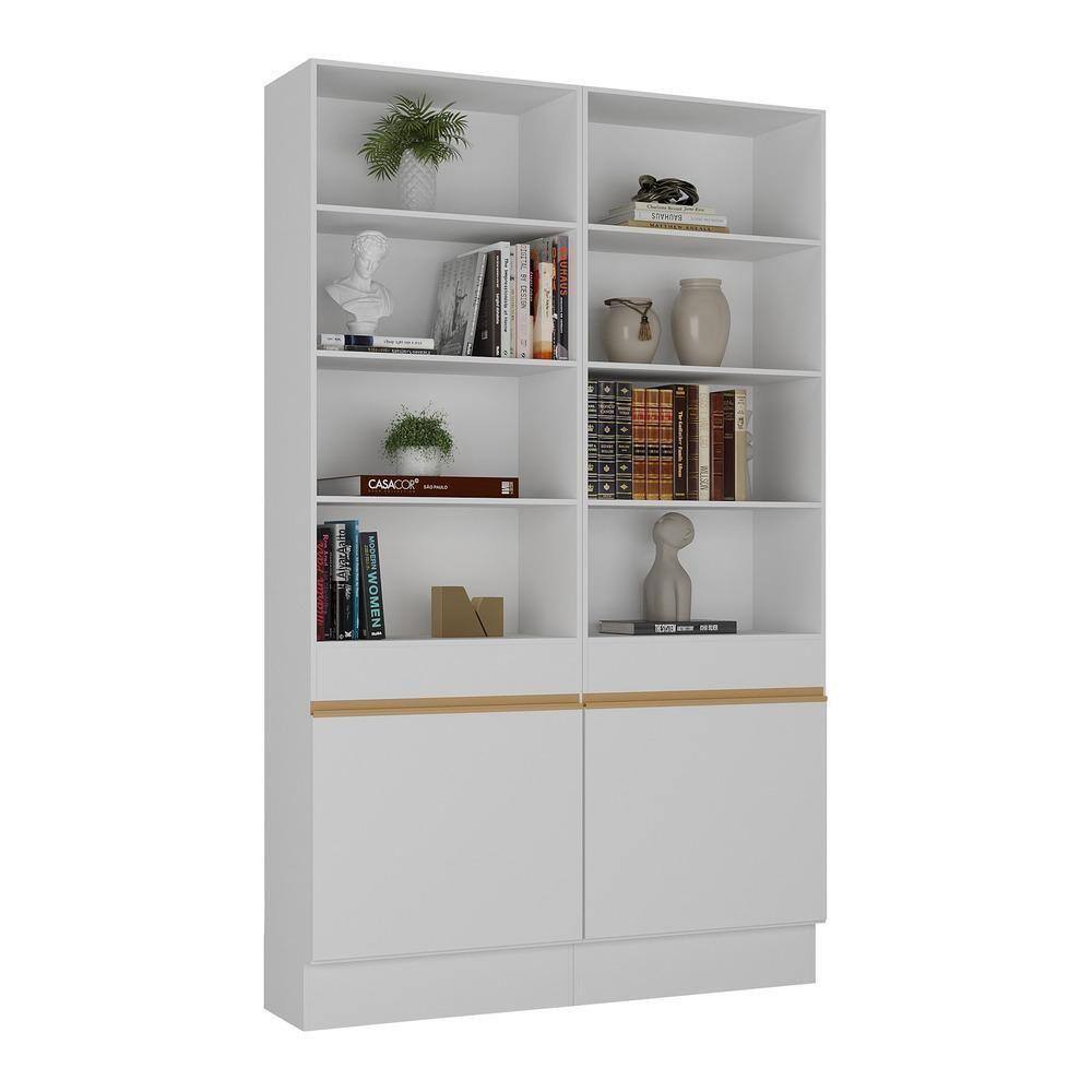 Armário/estante Escritório 2 Portas Multimóveis Mp7000 Branco/dourado Branco/dourado