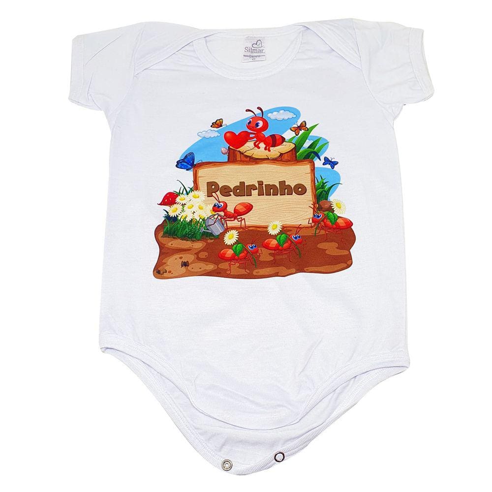 Body Baby Branco Personalizado Inseto Formiga Formiguinha