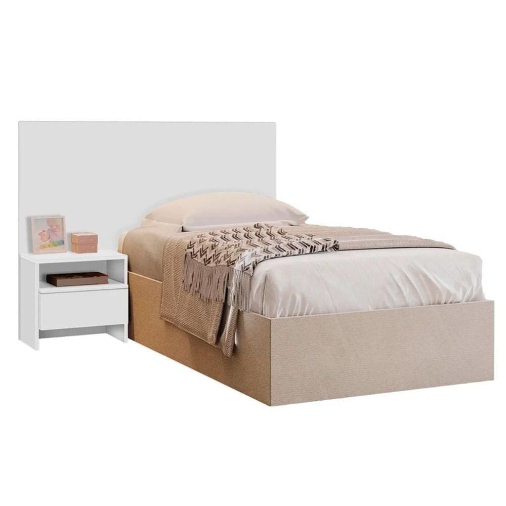 Cabeceira Cama Box Madeirado Solteiro Prime C/ 1gaveta Branco - Novo Horizonte