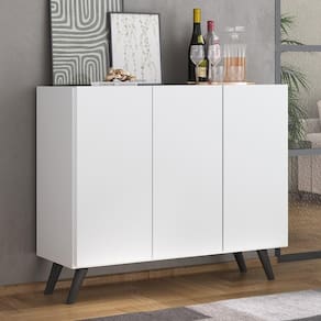 Aparador 3 Portas Retrô Veneza Mp1009 Branco/Preto