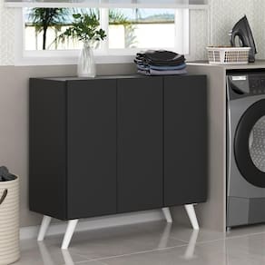 Armário Lavanderia 90cm Mp5033 Preto/Branco