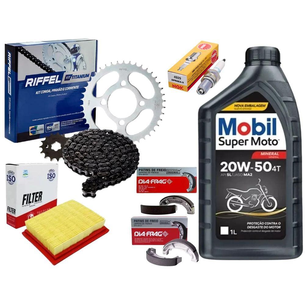 Kit Revisão Bros 125 03 Á 05 Relação, Filtro Ar, Lona, Óleo