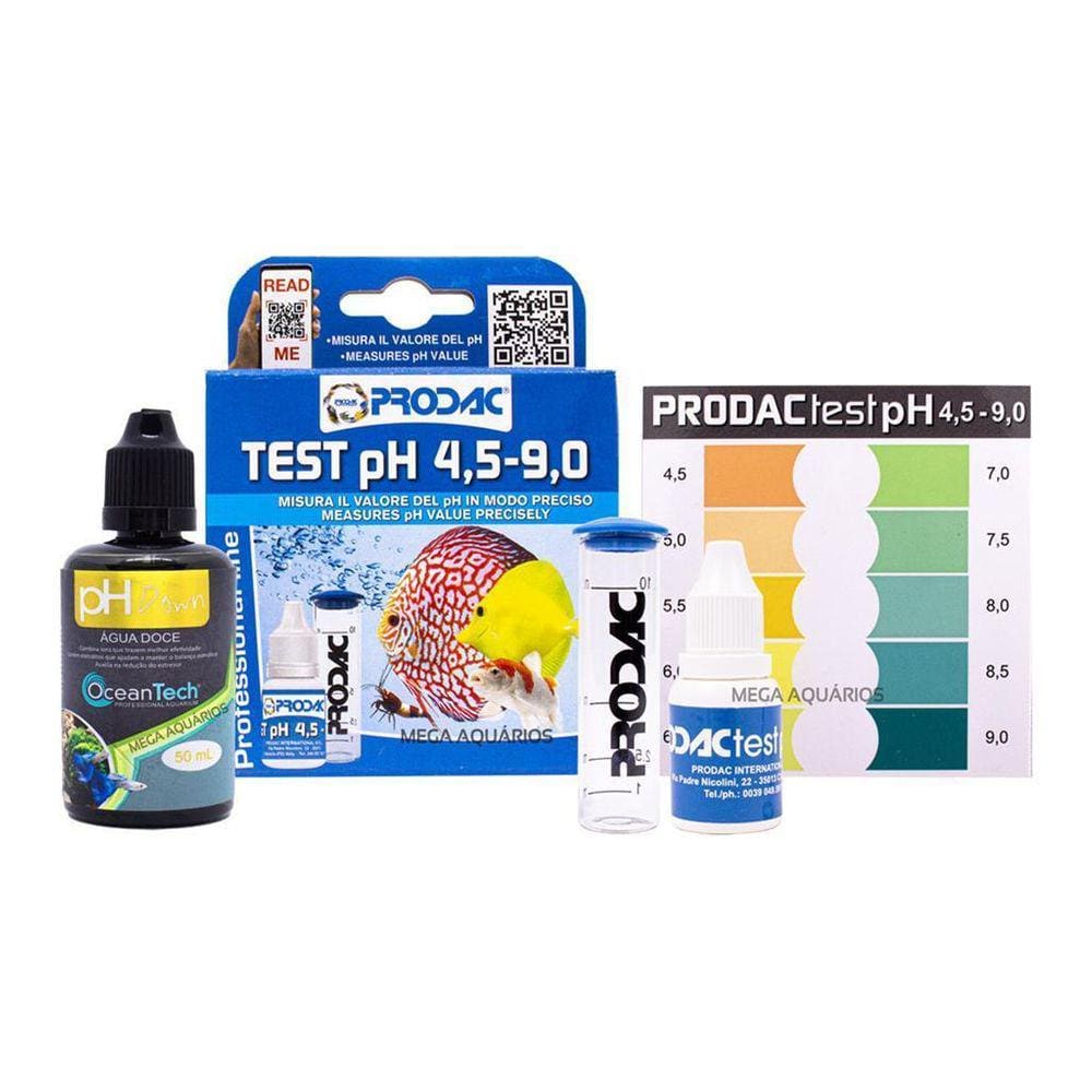 Kit Teste Prodac Ph + Oceantech Ph Down Reduzir Ph 50Ml