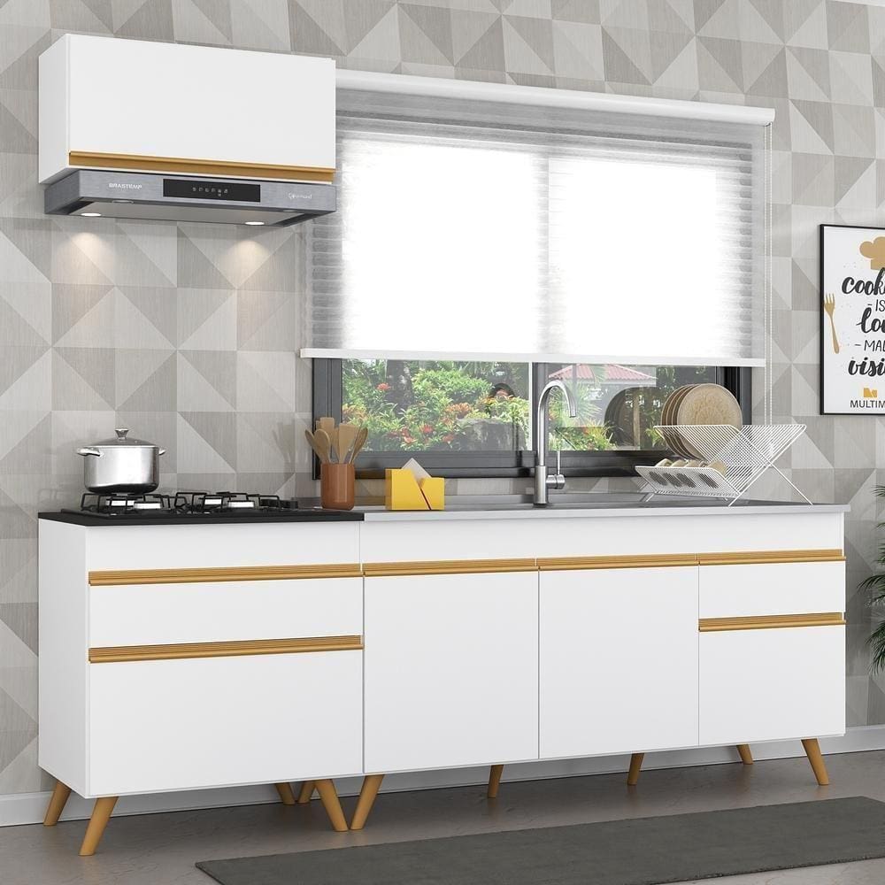 Cozinha Compacta Veneza Gw Mp2074 Com Armário E Balcão Branca