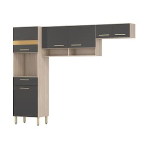 Armário de Cozinha Compacta com Paneleiro e Aéreos Multimóveis CR20236