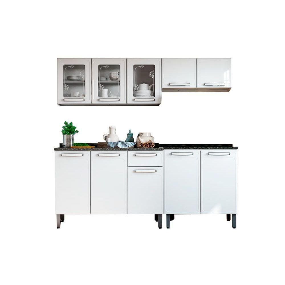 Cozinha Modulada Completa Evidence 4 Peças (2 Armários + 2 Balcões) C4P54 Branco - Bertolini