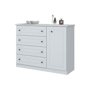 Cômoda Casal Americana C/ 1 Porta E 4 Gavetas Branco - Henn