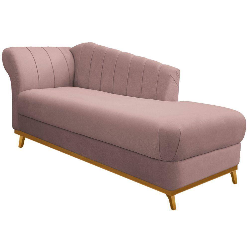 Diva Recamier Vanessa 160Cm Lado Direito Linho Cor Rosê