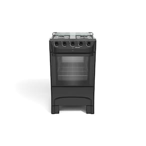 Fogão 4 Bocas com Mesa de Inox e Acendimento Mueller Preto
