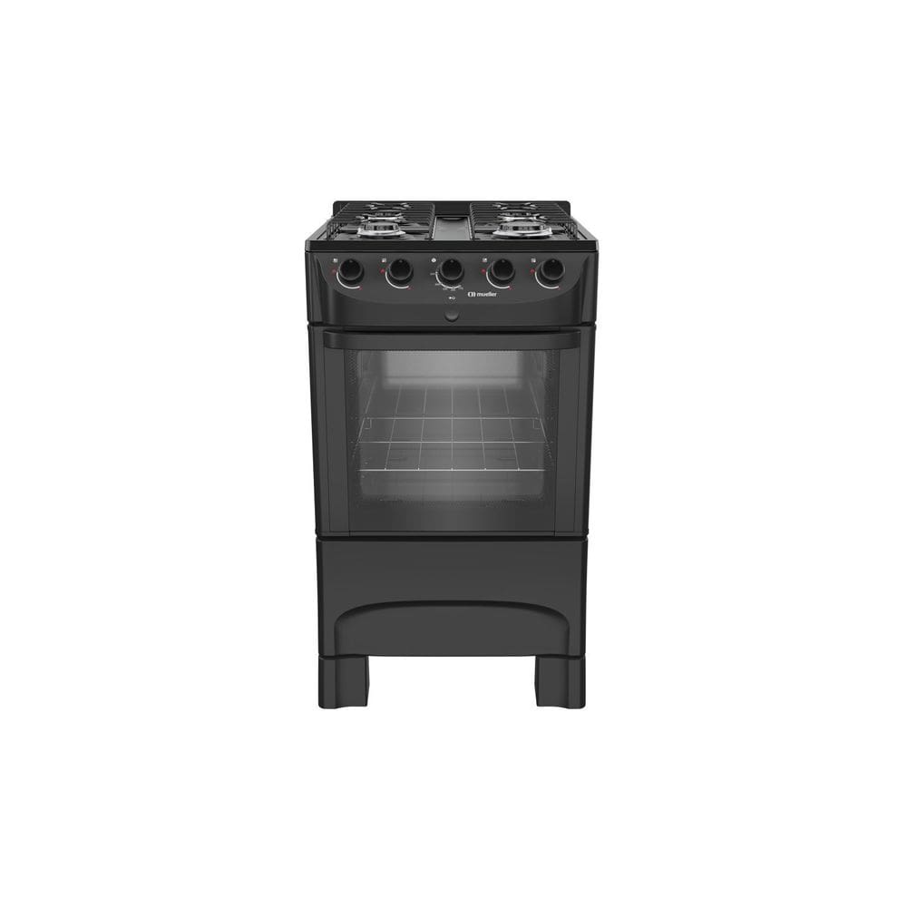 Fogão 4 Bocas com Mesa Esmaltada e Acendimento Mueller Preto