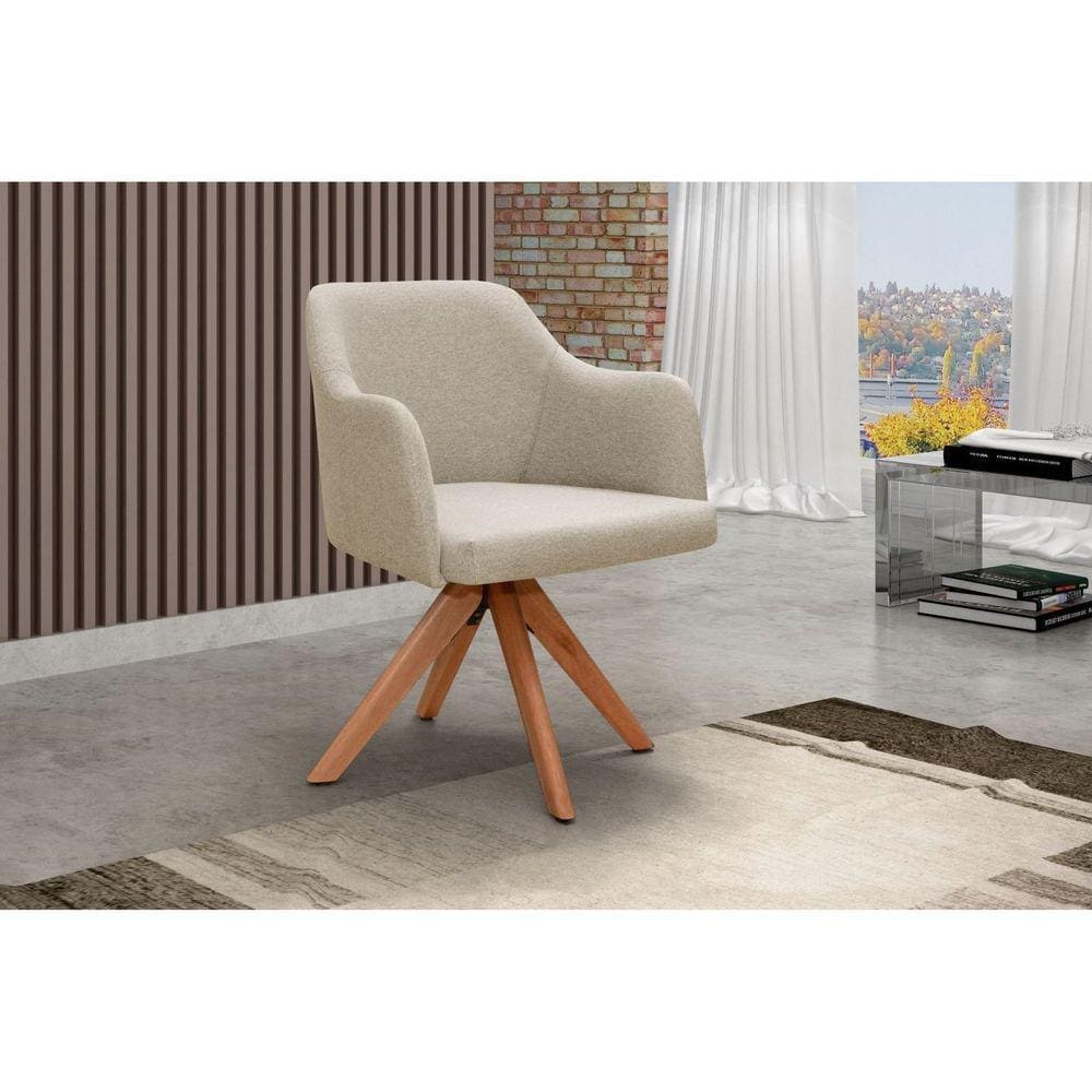 Poltrona Decorativa Giratória 65cm Eros Bege