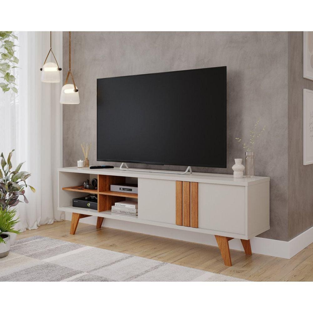Rack Bancada para Tv até 60 Polegadas Linhares Espresso Móveis Off White/Cinamomo