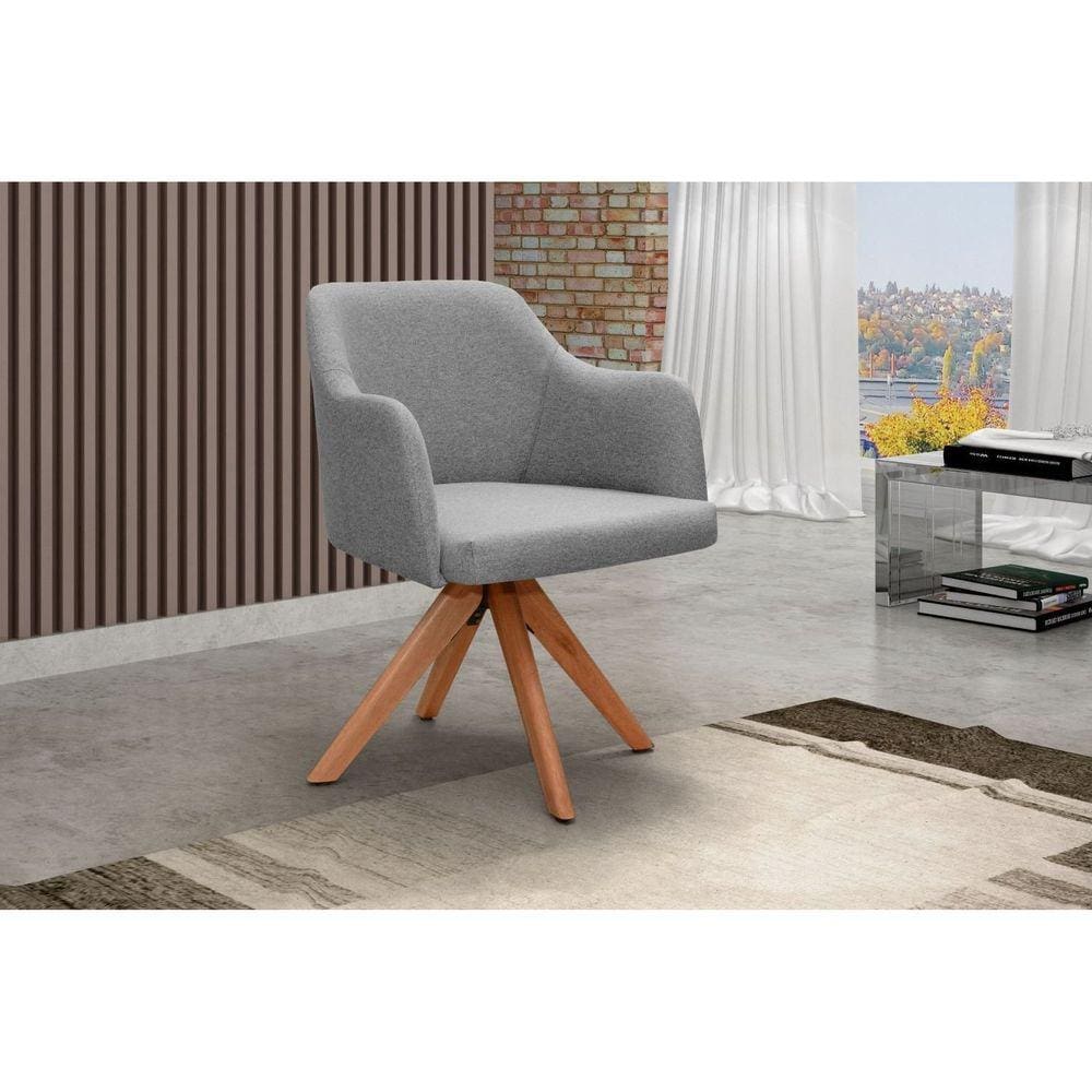 Poltrona Decorativa Giratória 65cm Eros Cinza Claro