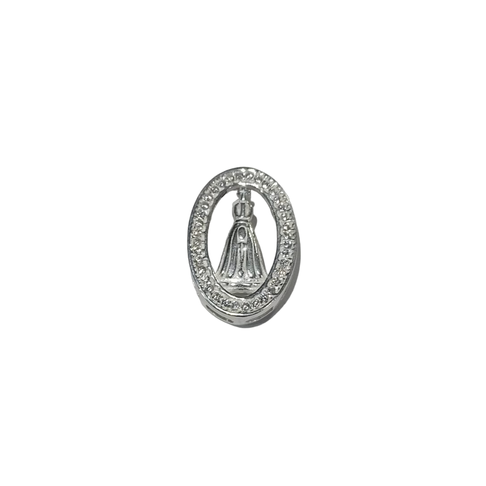 Pingente Nossa Senhora Aparecida de Prata 925 com Zircônia