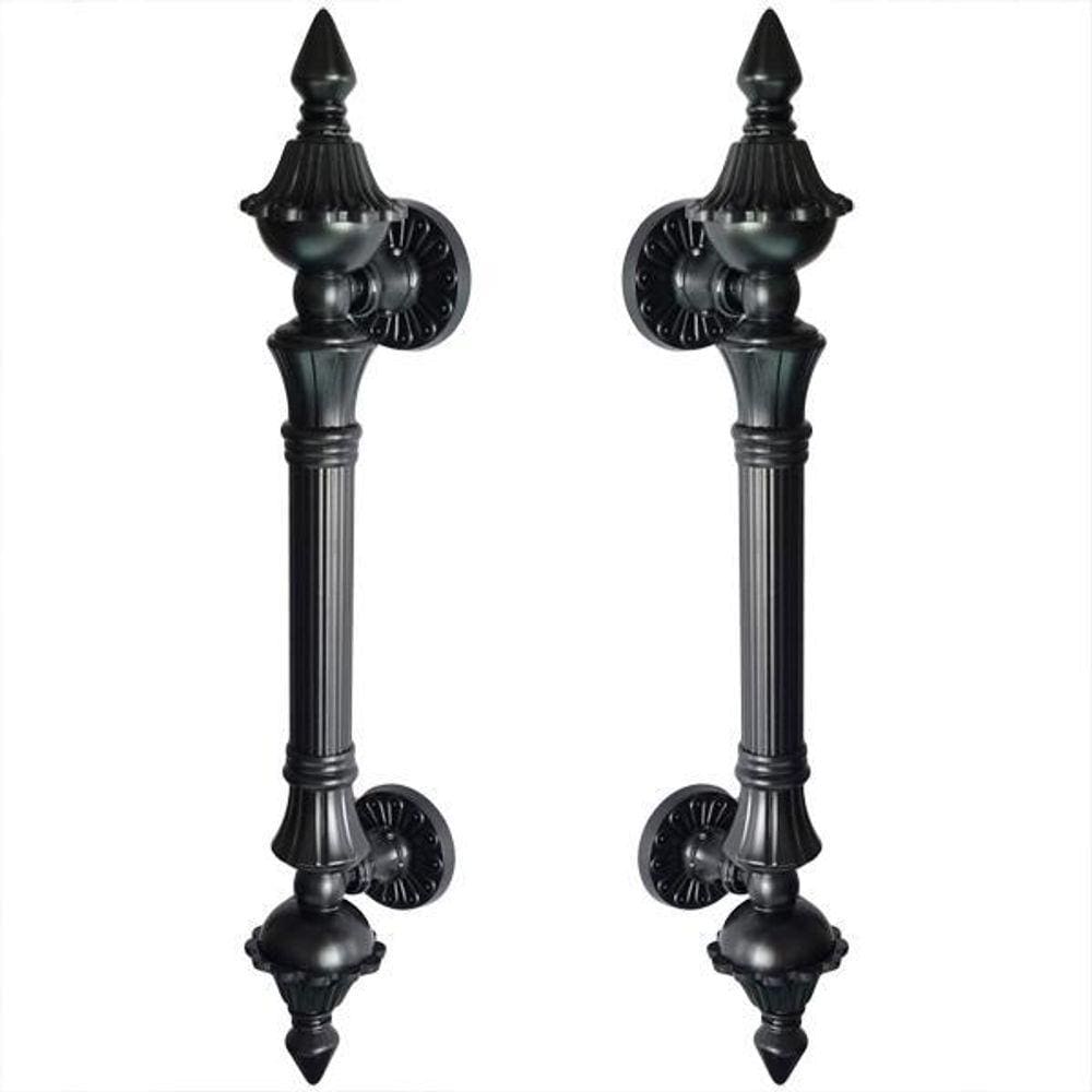 Puxador Duplo 335mm Preto Fosco Porta Pivotante