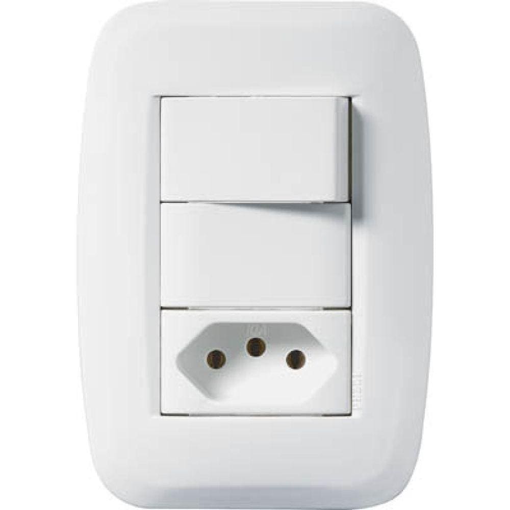 Tomada Pezzi 2P+T com Placa - 250V Linha Tendenza