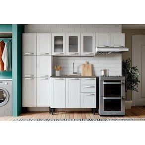 Cozinha Modulada Completa Múltipla 4pçs (2 Armários 1 Balcão 1 Paneleiro) C4P78 Branco - Bertolini
