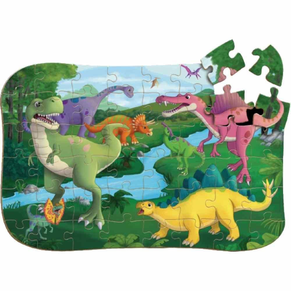 Quebra-Cabeça Dinossauros 48 Peças Madeira 2488 Brincadeira