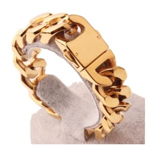 Pulseira Masculina Bracelete 20mm Elo Cubano Banhada Ouro