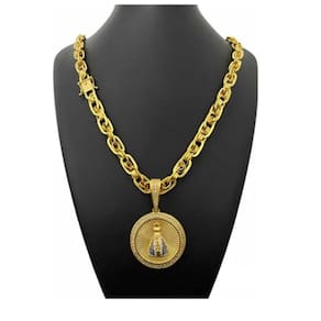 Cordão 10mm Imperador Com Pingente Banho Camadas Grossa Ouro