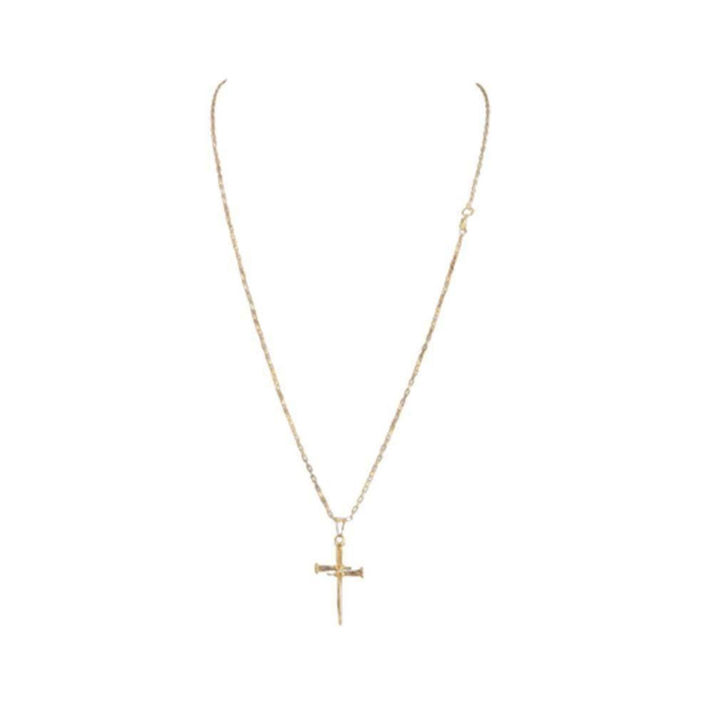 Corrente Tijolinho Com Pingente Cruz Prego Cordão Fina