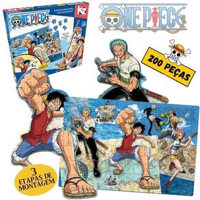 Quebra Cabeça One Piece Luffy e Zoro 200 Peças 3 Etapas