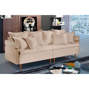 Sofá Fixo Atlas 3 Lugares Luxo 180cm Castellar Móbile Bege Claro