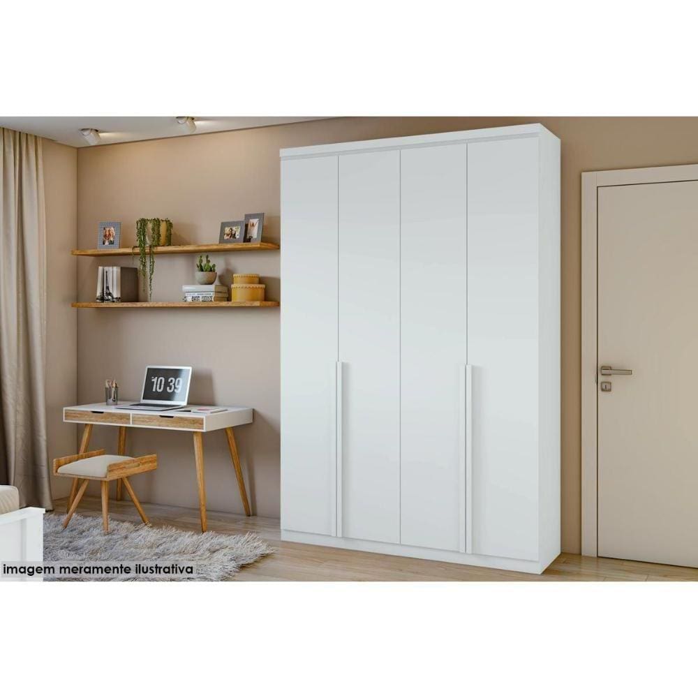 Guarda Roupa 4 Portas E 2 Gavetas Alonzo New Branco - Lopas