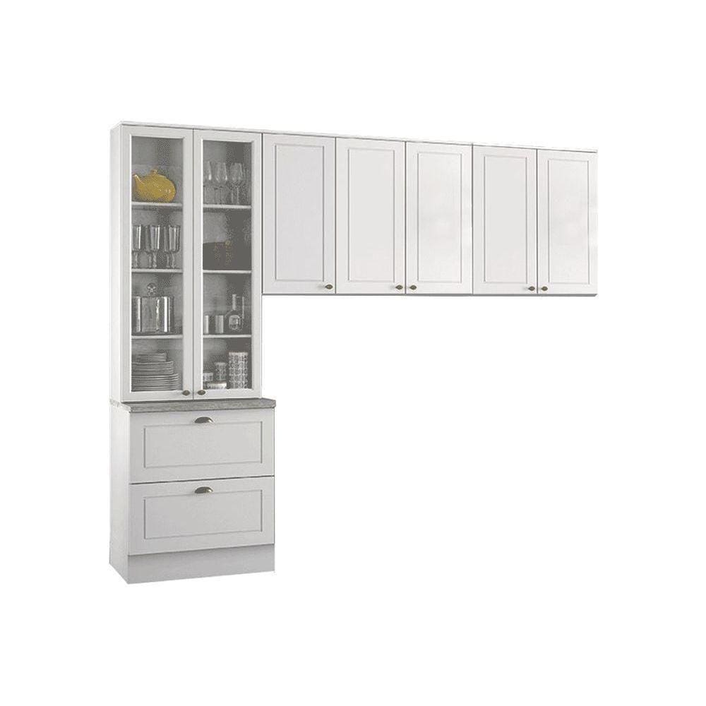Cozinha Compacta Americana 3 Peças (2 Armários + 1 Paneleiro) Cpt06 Branco - Henn