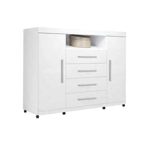 Cômoda Solteiro Master C/ 2 Portas 1 Nicho E 4 Gavetas Branco - Santos Andirá