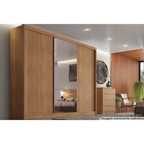 Guarda Roupa 3 Portas De Correr E 6 Gavetas C- 1 Espelho Sollo Plus Cumaru - Novo Horizonte