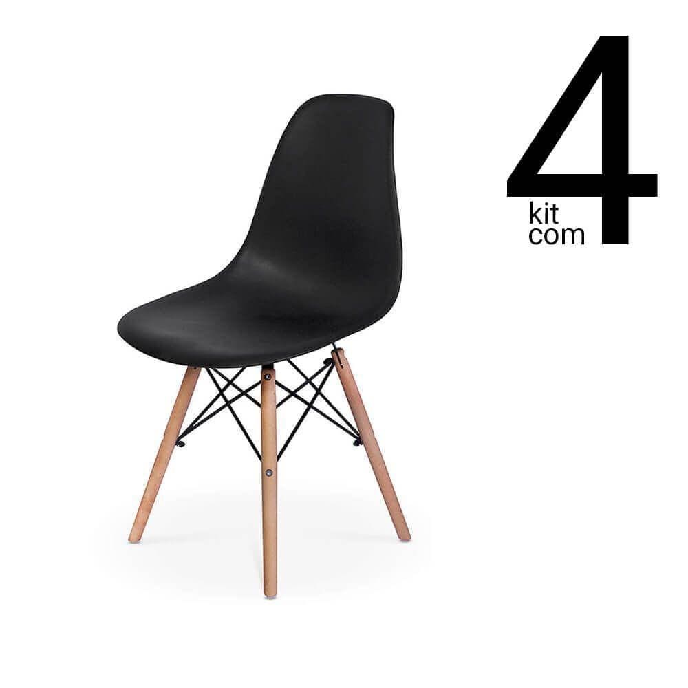 Conjunto 4 Cadeiras Eames Dsw - Preta