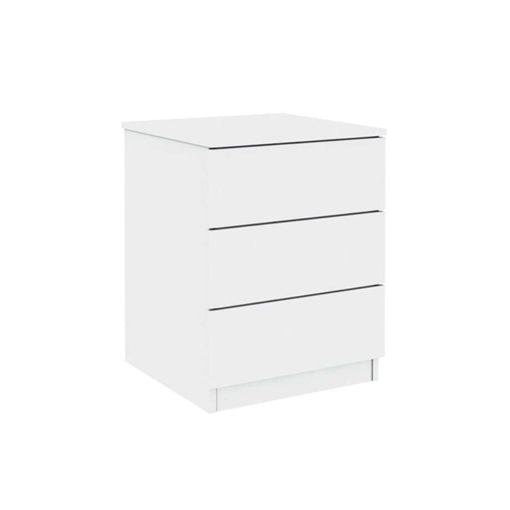 Mesa Cabeceira Veronna C/ 3 Gavetas Branco/neve - Tcil Móveis