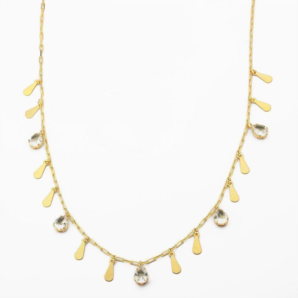 Colar De Elos Com Pingentes Banhado Ouro 18k - Cristal