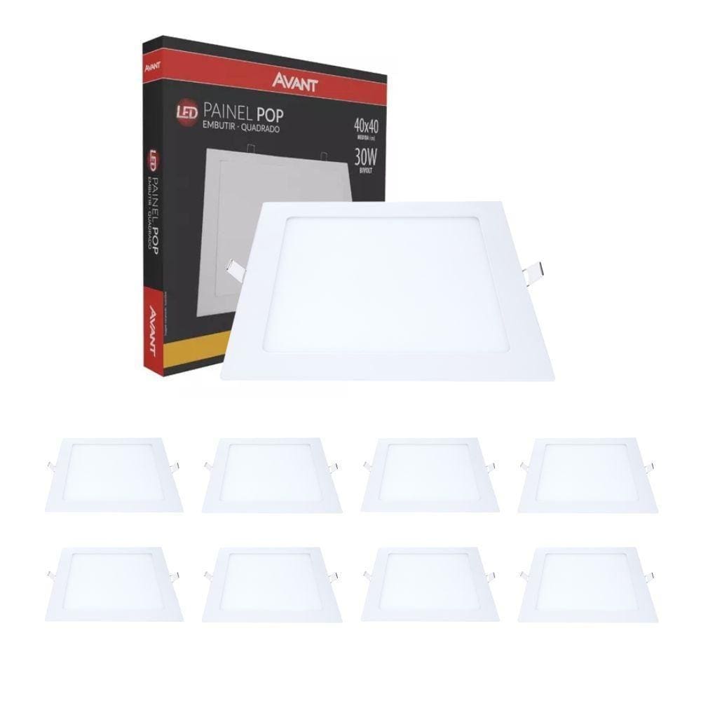 Painel Led Avant Quadrado Embutir 30w 3000k Bivolt 10 Un