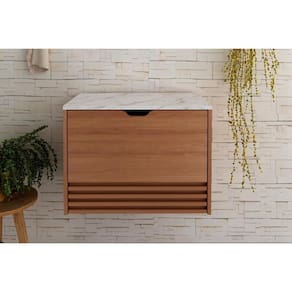 Gabinete De Banheiro Bn3613 Cor Amendoa/marmore Branco - Tecno Mobili
