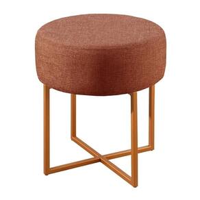 Puff Banqueta Otávio Luxo Base Bronze Castellar Móbile Linho Terracota
