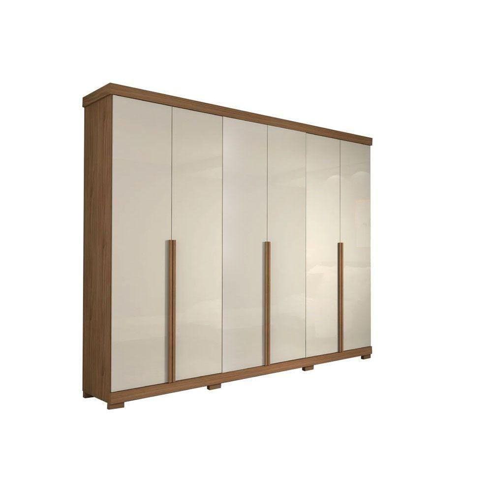 Guarda Roupa 6 Portas E 6 Gavetas C- Pés Guarapari Avelã-Off White - Panan