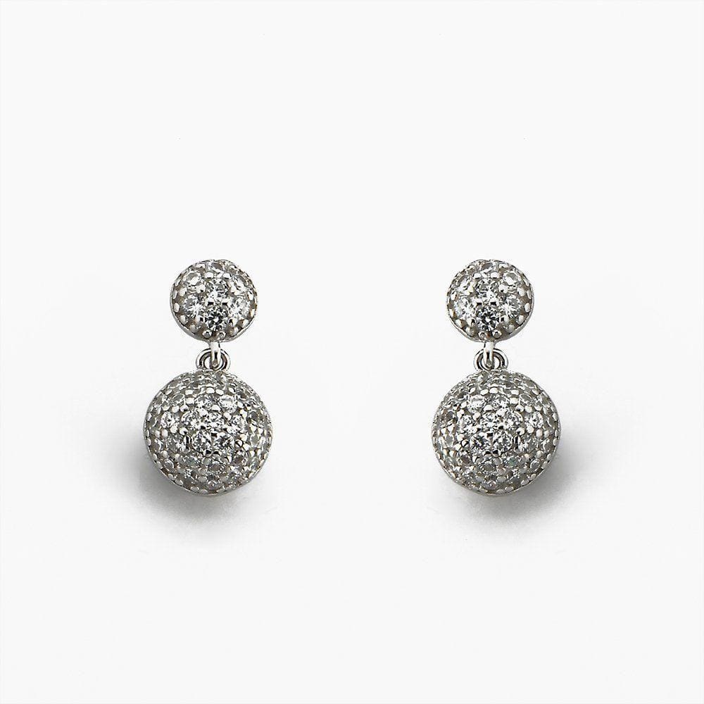 Brinco Bola Com Chapinha Cravejadas Com Zirconias Em Prata 925 - Cristal