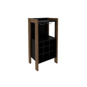 Bar De Sala Jantar Az1032 Adega P/ 9 Garrafas Nogal/preto - Tecno Mobili