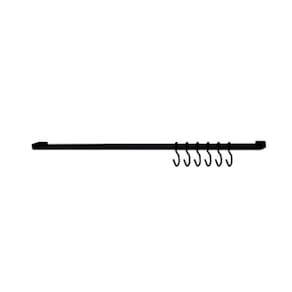 Barra Piatina 30Cm Com 6 Ganchos Preto Fosco - Future