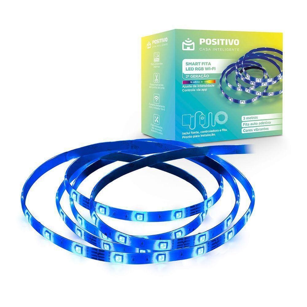 Smart Fita Led Rgb Wi-fi 2gen. 14w, Positivo Casa Inteligente