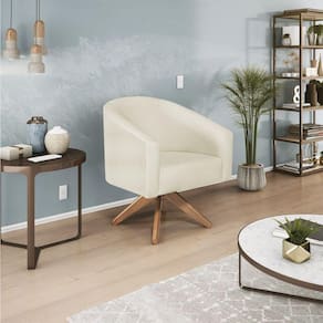 Poltrona Decorativa Luiza Base Giratória De Madeira Suede Verde