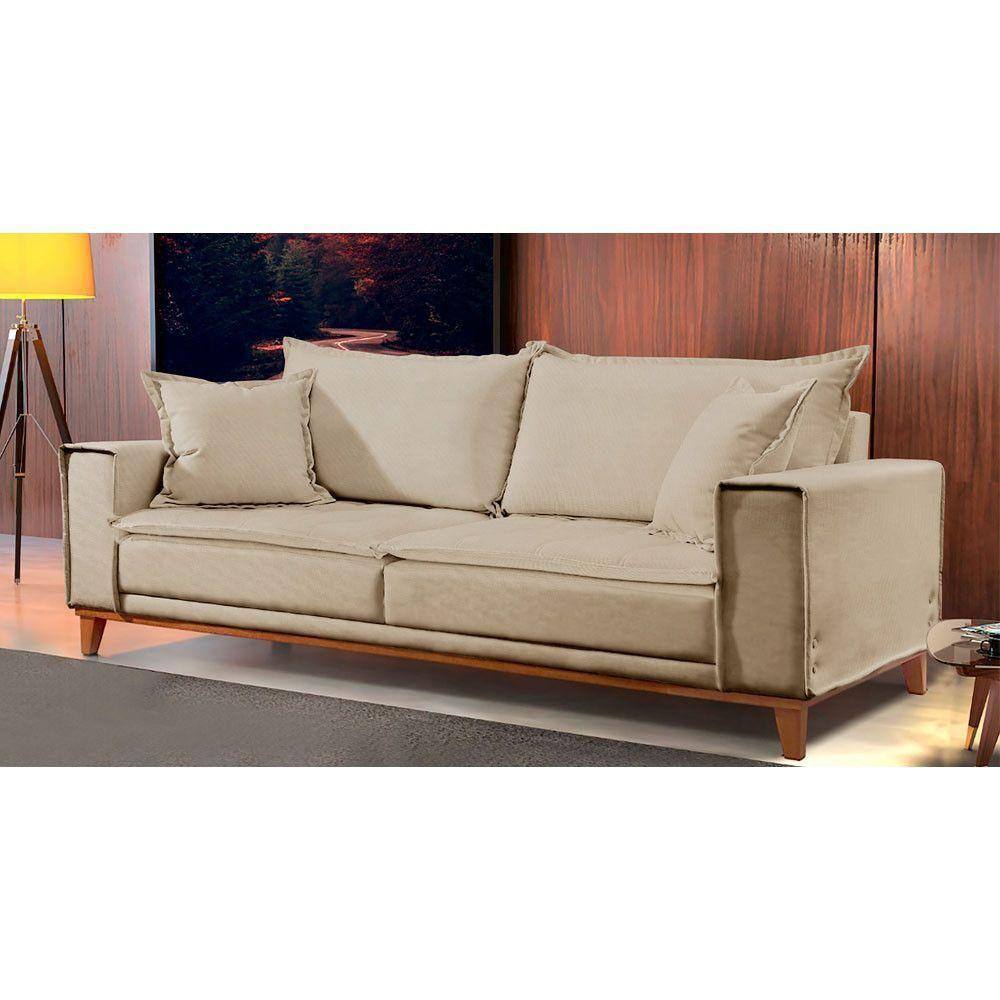 Sofá Fixo Aquiles 2 Lugares Luxo 160cm Castellar Móbile Bege
